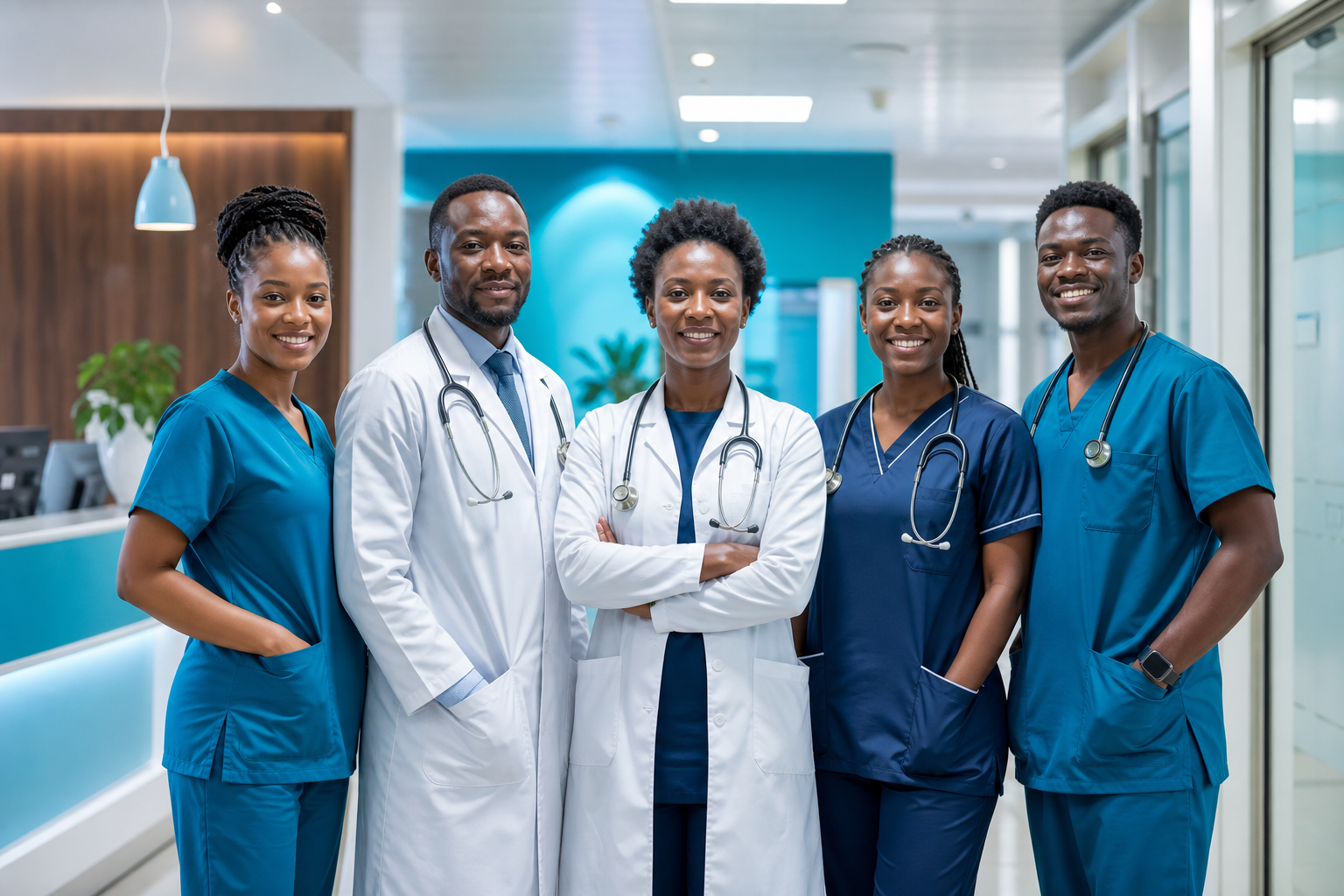 Black African hospital care team