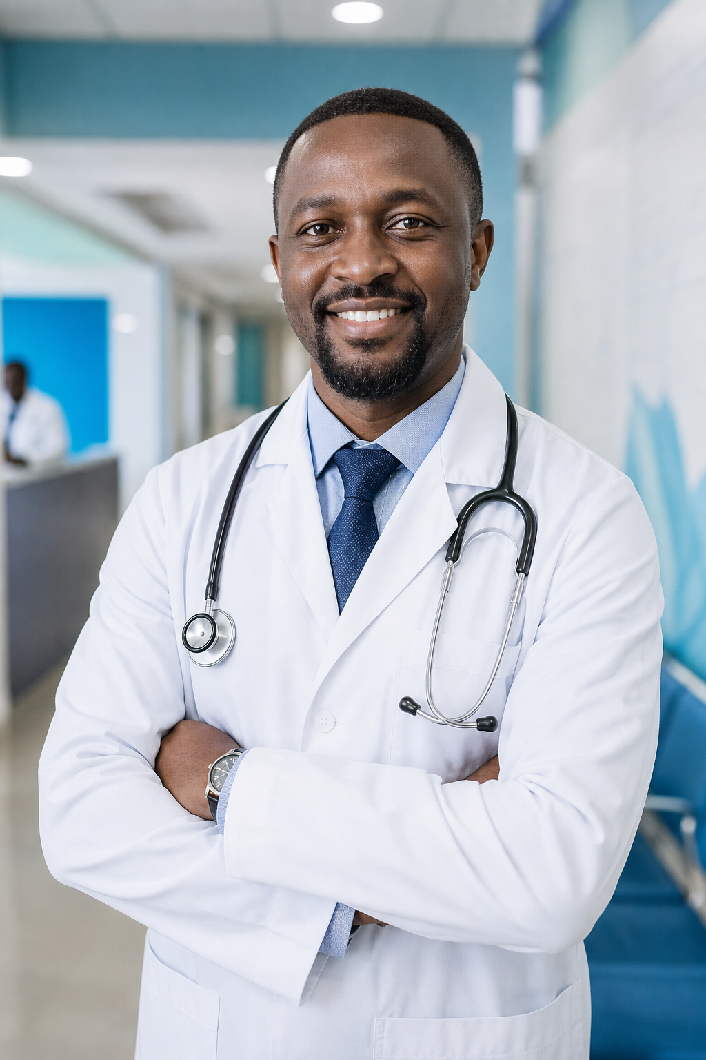 Black African doctor at Crescent Community Hospital